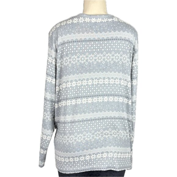 Anne Klein +1X Gray Print Pocket Drawstring Pants Long Sleeve Sleepwear 2 Pc Set - Picture 4 of 11